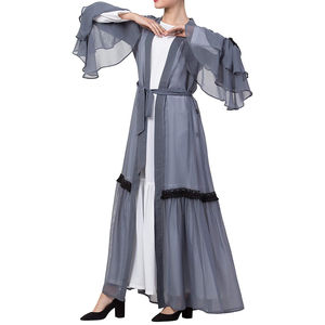 ชุดอาบายะผ้าชีฟองแบบเรียบง่าย สไตล์สุภาพสตรี ดีไซน์ใหม่ ผลิตตามสั่ง สีตามต้องการ บริการ OEM ราคาถูก - Product Image 3