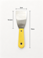 Couteau à mastic industriel de 2 pouces en acier au carbone droit de 0,7 mm d'épaisseur avec manche en plastique jaune, spatule raclette pour le collage de plaques de plâtre
