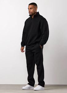 Mens <b>oversized</b> streetwear tracksuit fleece pullover sweatshirt and jogger set stylish casual outfit for <b>lounge</b> or gym wear - Product Image 3