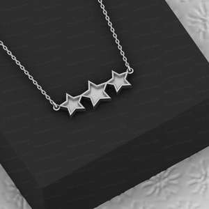 San Valentín 925 forma de estrella de plata Collet Cup en blanco Semi montaje encanto colgante collar ajuste resina y cenizas trabajo Joyería hallazgos - Product Image 2