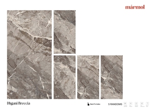 กระเบื้องพอร์ซเลนเคลือบผิวกันลื่น DHGANI BRECCIA ขนาด 600x1200 มม. ดีไซน์ยุโรปสมัยใหม่ สำหรับใช้ในห้อง ป้องกันแบคทีเรีย ทนทานต่อการสึกหรอ หนา 9 มม. - Product Image 2
