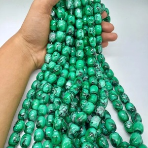 Tự Nhiên Hạt Màu Ngọc Lam Cà Chua Hình Dạng Hạt Màu Xanh Lá Cây Đá Quý Chuỗi Tổng Hợp Màu Ngọc Lam Hạt Sợi Nguyên Ngọc Để Bán - Product Image 1