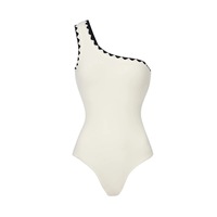 JSN 2026 Maillot de bain une pièce sexy personnalisé pour femme, couleur unie, asymétrique à une épaule, avec jupe de plage, dos nu, tendance, vêtements de plage