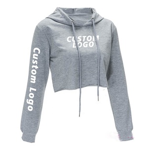 Logotipo privado Ropa de mujer de moda Top corto de color sólido para mujer Sudadera con capucha de gran tamaño Sudaderas con capucha de lana para mujer - Product Image 3