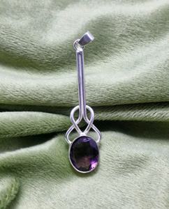 Collar con Colgante de Plata de Ley 925 con Amatista Curativa, Diseño Floral Hecho a Mano, Joyería Unisex, Regalo - Product Image 2