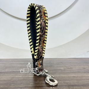 Nouvelle laisse de trafic de conception de tournesol en cuir usiné à la main de luxe de qualité supérieure laisse pour chien en cuir véritable confortable pour l'entraînement et la marche - Product Image 1