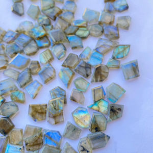 Flashy Labradorite Slice Slice Table Cut Gemstone Flashy Labradorite Slice 13 Piece for Jewellery Making Handmade Gemstone - Product Image 1