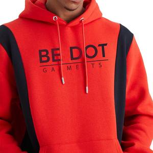 เสื้อมีฮู้ดบล็อกคอตตอน100% ของผู้ชายใหม่เสื้อฟลีซปักลายโลโก้พลอยเทียมสำหรับฤดูหนาวมีลายด้านหน้าเป็นเส้นสีทึบ - Product Image 2