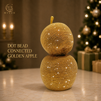 Dot Bead Gouden Dubbele Appels Hars Beeldje Luxe Tafelblad Mantel Kerst Winter Vakantie Nieuwjaar Home Decor Ornament
