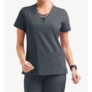 Elegante uniforme médico personalizable al por mayor a granel conjuntos de uniforme conjunto de uniforme duradero antiarrugas cuello en V Top conjuntos de mujer Scrub - Product Image 6