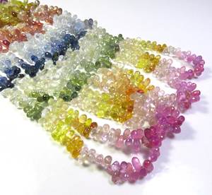 ลูกปัดไพลินหลายเม็ดสีธรรมชาติขนาด5-6มม. ลูกปัดด้าน16 "เส้น5เส้น - Product Image 1