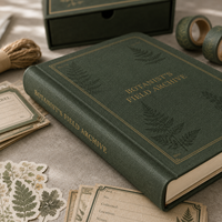 Kit de démarrage LABON pour journal botanique A5 personnalisé avec carnet à couverture rigide verte pour le bureau, l'école, le journalisation et les cadeaux de marque