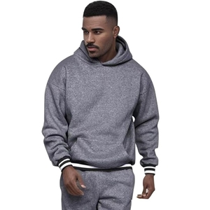 Conjunto deportivo de dos piezas personalizado para hombre, chándal de invierno de Color sólido, traje de ocio tejido, forro polar de algodón 100% transpirable - Product Image 2