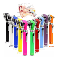 Mini Manual Fiber Optic ENT Ear Exam Otoscope Instrument Set Yellow CE Certified Class II ISO13485 Certified Portable 150MM ABS