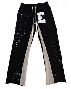 Pantalon homme streetwear 100% coton délavé à l'acide, pantalon de jogging en molleton pour homme, pantalon évasé, impression personnalisée, pantalon de survêtement à jambes larges - Product Image 1