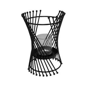 Bougeoir de pilier en métal fini noir pour la maison et le mariage pilier de bougie de luxe décoré à la main - Product Image 2