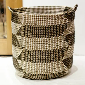 Vietnam Handwoven Storage Basket Eco Friendly Laundry Hamper Basket Home Organizer Extra Large Seagrass Basket