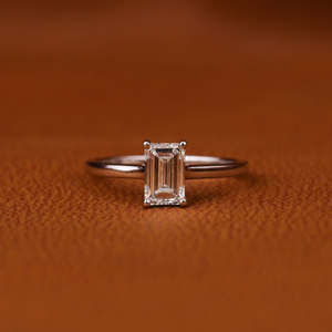 Luxurious Emerald Cut Lab Grown Diamond <b>Solitaire</b> Engagement <b>Ring</b> 18K Solid Gold Plated IGI Certified Women's Fine Gift <b>Ring</b> - Product Image 2