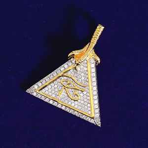 Collier à pendentif pyramide en forme d'oeil micro pavé pour hommes Style Hip Hop Bijoux en argent 925 avec diamant Moissanite glacé pour fiançailles - Product Image 2