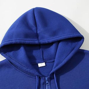 Sweats à capuche faits sur commande écologiques de haute qualité pour hommes, pulls à capuche tricotés en tissu polaire de coton, bleu royal - Product Image 1