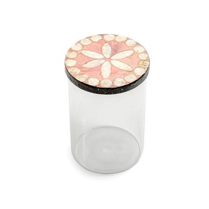 Round Shape Acrylic <b>Jar</b> With Mother Of Pearl Lid Premium Quality Snacks Dry Fruits <b>Sweet</b> Box <b>Jar</b> In Bulk - Product Image 3