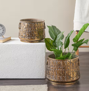 Elegante maceta a precio mayorista India, jarrón de metal tejido dorado para compra al por mayor, maceta de latón con textura única al por mayor - Product Image 3