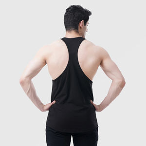 Camisetas sin mangas de algodón y fibra de bambú con logotipo personalizado para hombre, camisetas ajustadas transpirables de secado rápido para entrenamiento deportivo y gimnasio - Product Image 2