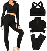 Vêtements de fitness sans couture pour femmes, tenue de gymnastique et ensemble d'entraînement de yoga, ensemble de soutien-gorge de sport 3 pièces
