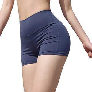Pantalones cortos de Yoga ajustados de verano para mujer, informales, de Color sólido, con pliegue sobre cintura baja, ajustados, de poliéster, cintura elástica lavada - Product Image 3