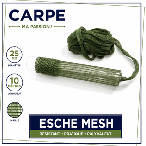 RECHARGE ESCHE MESH Vert 15mm 25mm 10 mètres Accessoires de protection pour la pêche à la carpe en eau douce, techniques de pêche au fond, matériau PP - Product Image 1