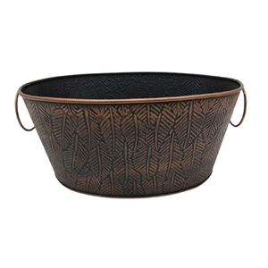 Maceta ovalada de Metal de hierro y madera de diseño antiguo con mango Color de textura de bronce aspecto único interior y exterior hecho a mano a granel - Product Image 4