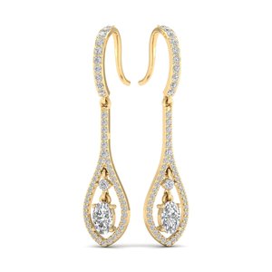 Pendientes Huggie REYES con Moissanita Ovalada Brillante de 1.68 Quilates en Oro Sólido de 14K, Largos y Colgantes, Accesorios de Joyería para Novia - Product Image 6