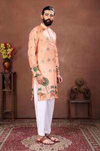 Kurta Pyjama en Coton Mousseline Premium pour Hommes pour la Saison des Mariages et des Fêtes Fabriqué en Inde En Stock Sans Impression - Product Image 6