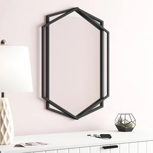 Miroir mural carré Art Déco moderne doré, double cadre métallique, design flottant pour entrée, salon, mariage - Product Image 4