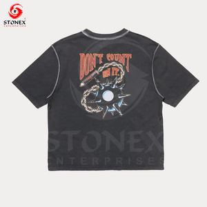 เสื้อยืดสำหรับผู้ชายเสื้อยืดผ้าฝ้ายลายกราฟิกขนาดใหญ่สีเรียบๆ - Product Image 2