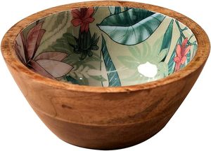 Cuenco de mango con estampado Floral esmaltado hecho a mano, cuenco de madera para servir sopa hecho a mano para decoración de mesa de restaurante y hoteles - Product Image 3