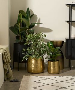 Maceta de metal con acabado dorado con detalles intrincados para complementar la herencia clásica o los ajustes interiores de inspiración vintage - Product Image 3