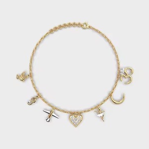Pulsera con abalorio de diamantes, pulsera de estación de diamantes, pulsera de mini Flores, pulseras de cristal para mujer, pulsera de boda delicada - Product Image 1