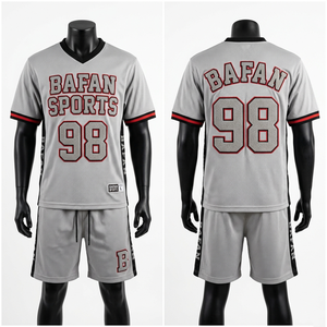 Premium 160 GSM mesh men jersey short <b>set</b> grey black panel design breathable fabric custom sublimated logo short <b>set</b> for men's - Product Image 3