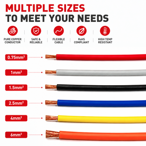 สายไฟ RV แบบมีฉนวน PVC ทองแดงตีเกลียว ยืดหยุ่นได้ 300V 1.5 มม. 2.5 มม. 4 มม. 6 มม. สำหรับเดินสายไฟในบ้านและรถยนต์ - Product Image 2