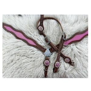 Conjunto de cuello de cabeza y pecho occidental personalizado Top ligero de piel de vaca de primera calidad Diseños de tendencia tachuela de caballo de temporada - Product Image 3