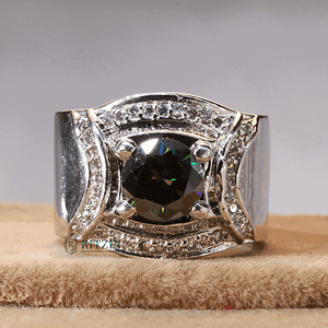 Anillo de ajuste de Punta Art Deco de diamante de moissanita de corte redondo verde de 1,50 CT para mujer - Product Image 2