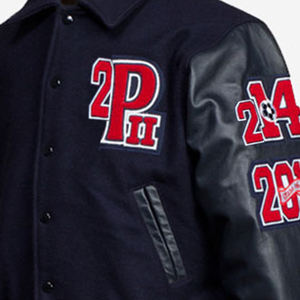 Patchs en chenille en cuir véritable Vestes Letterman Personnaliser la mode Veste d'hiver à manches longues Veste de baseball pour garçons - Product Image 2