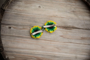 Ethnic hand beaded <b>barrettes</b>, indigenous <b>hair</b> clips, Huichol <b>hair</b> accessory, Wixarika beaded product, handmade <b>barrette</b> - Product Image 6