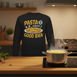 Maglietta a Maniche Lunghe Unisex con Scritta 'La Pasta È Sempre una Buona Idea', T-Shirt Promozionale per Adulti - Product Image 3