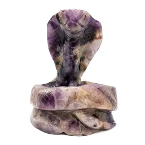 Magnifique serpent cobra sculpté dans la pierre d'améthyste - sculpture animale - Product Image 5