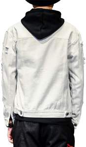 Chaqueta acolchada de mezclilla blanca personalizada para hombre, chaqueta vaquera de gran tamaño acolchada cálida, estilo de calle para invierno - Product Image 5