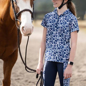 Chemise d'équitation élégante pour dames à manches longues confortable et respirant vêtements de compétition équestre haut coupe extensible - Product Image 2