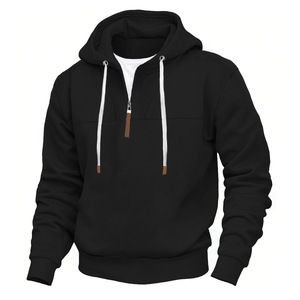 Sweat à capuche léger et respirant de couleur unie à fermeture éclair pour hommes Service OEM Vente en gros Meilleur design Sweats à capuche à fermeture éclair pour hommes - Product Image 4