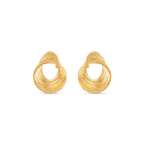 Pendientes de Aro Geométricos Chapados en Oro para Mujer con Piedras de Circonio - Product Image 3